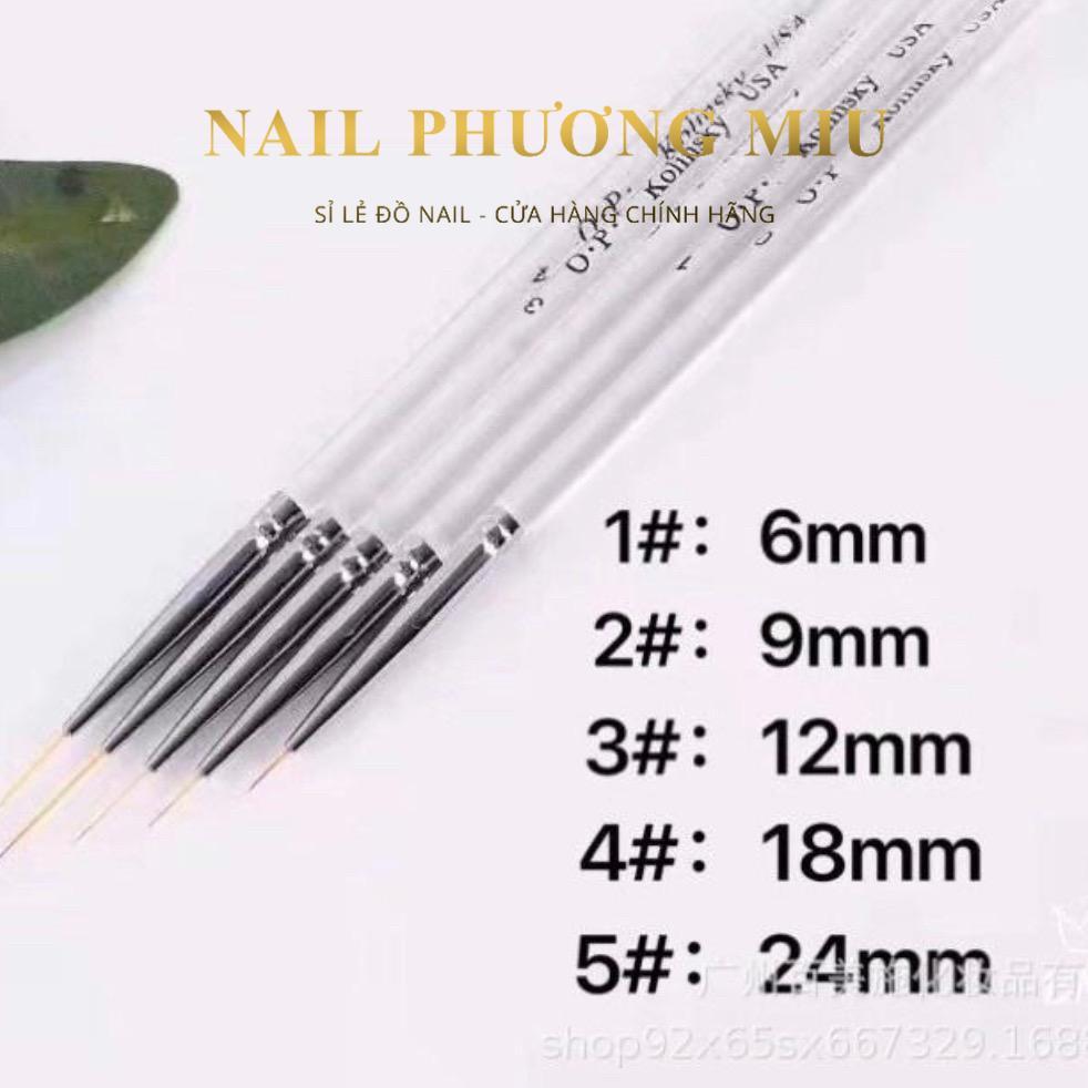 Cọ Nét Cán Trong Kolinsky OPI  6mm 9mm Làm Nail, Đầu Cọ Lông Sợi Tổng Hợp, Nhiều Size Vẽ Chi Tiết Nhỏ Chính Xác Nữ Women