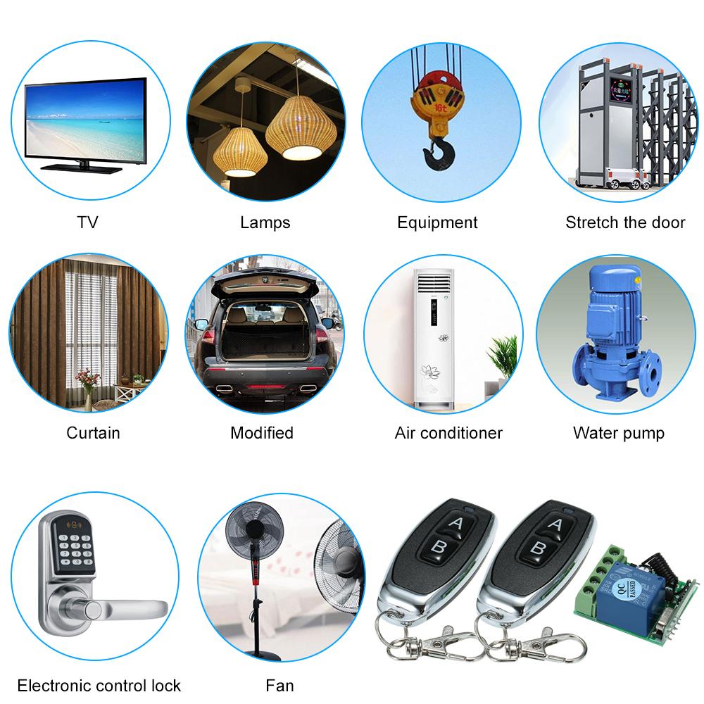 Universal Wireless Remote Control Switch DC 12V 1CH Relay Receiver Module and RF Transmitter Electronic Lock Control