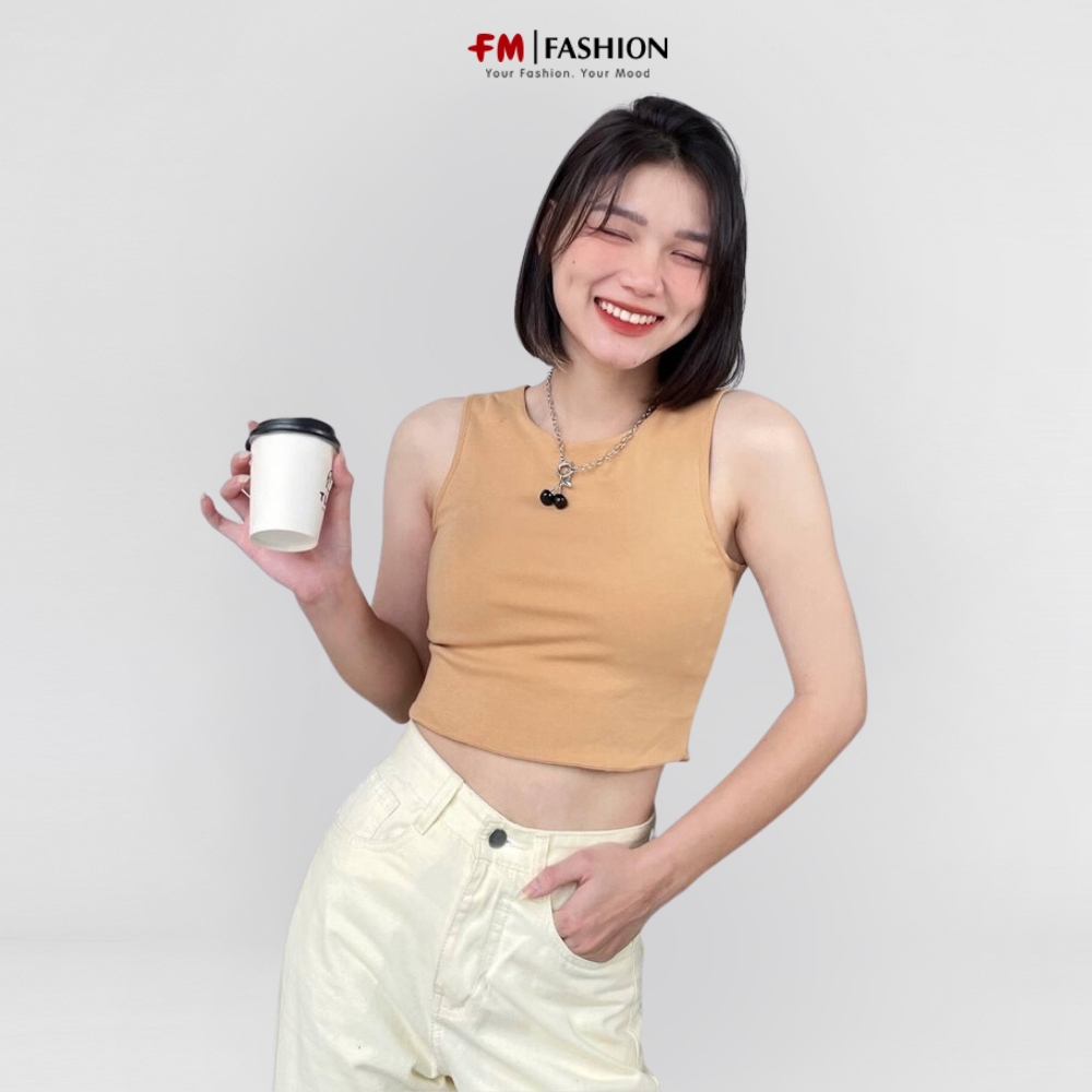 Áo croptop nữ FM Style sát nách chất thun thiết kế 2 lớp trơn dày dặn thời trang Hàn Quốc 211030026