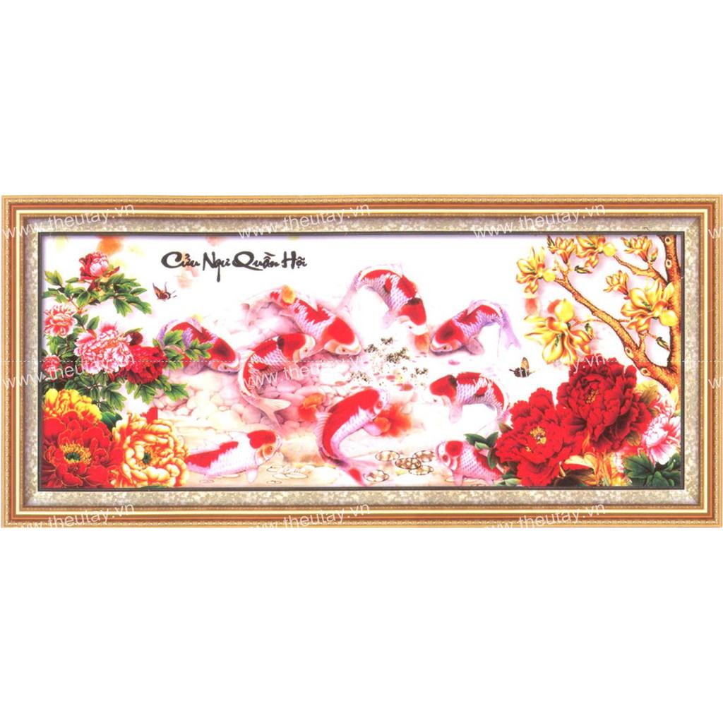 Tranh thêu chữ thập Cửu Ngư Quần Hội DLH-223039