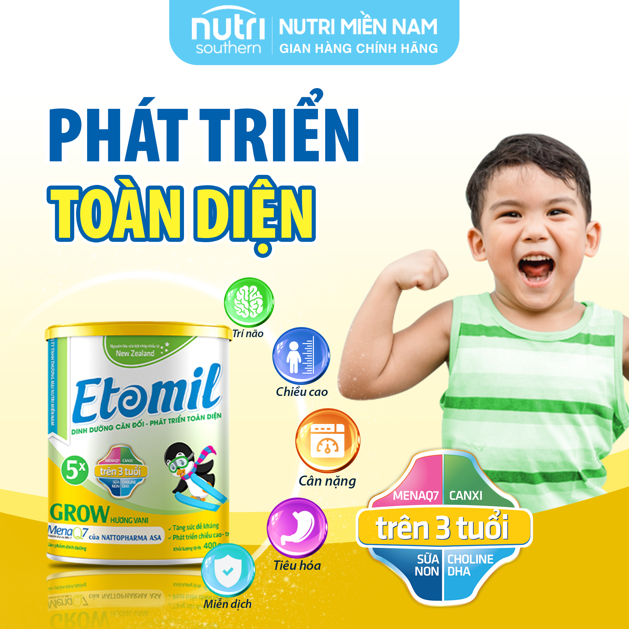 Sữa Etomil 5X Grow hộp 700g - Giúp bé tăng cường phát triển chiều cao