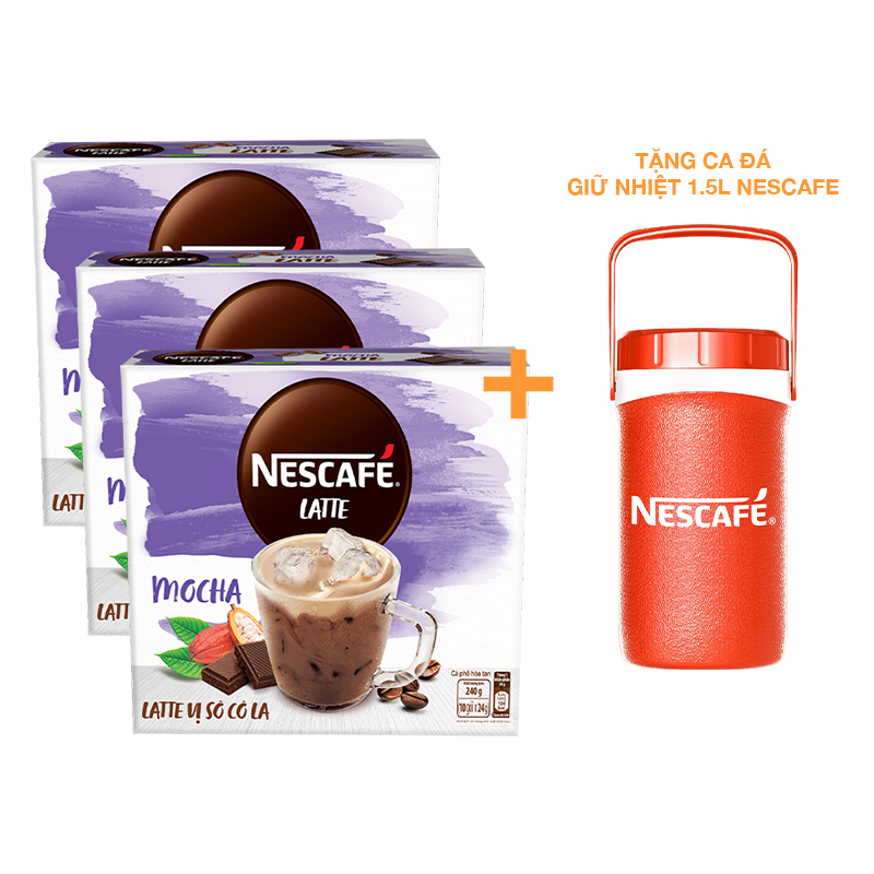 Combo 3 Hộp Cà phê hòa tan NESCAFÉ Latte Vị Sô cô la (Hộp 10 gói x 24g)