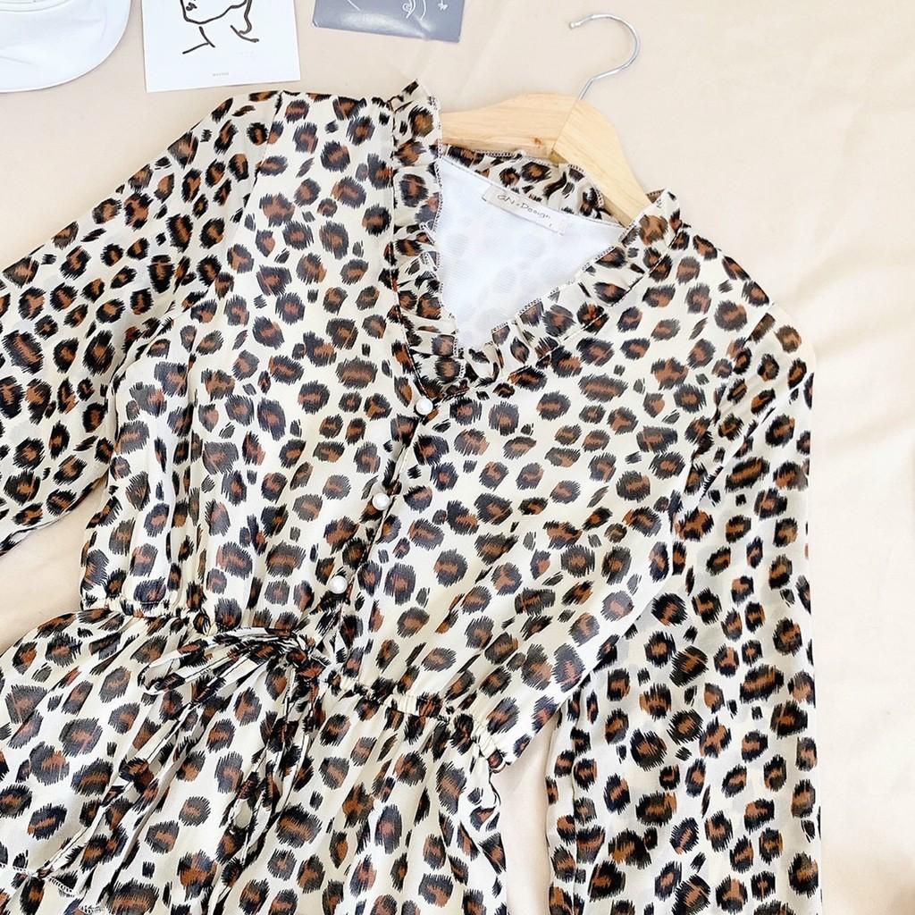 ĐẦM HỌA TIẾT BEO TẦNG 2 MÀU - DA2411