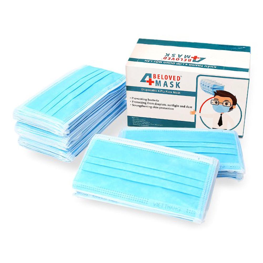 Khẩu trang y tế 4 lớp 4BELOVED MASK cao cấp kháng khuẩn, kháng bụi  (HỘP 50 CÁI)