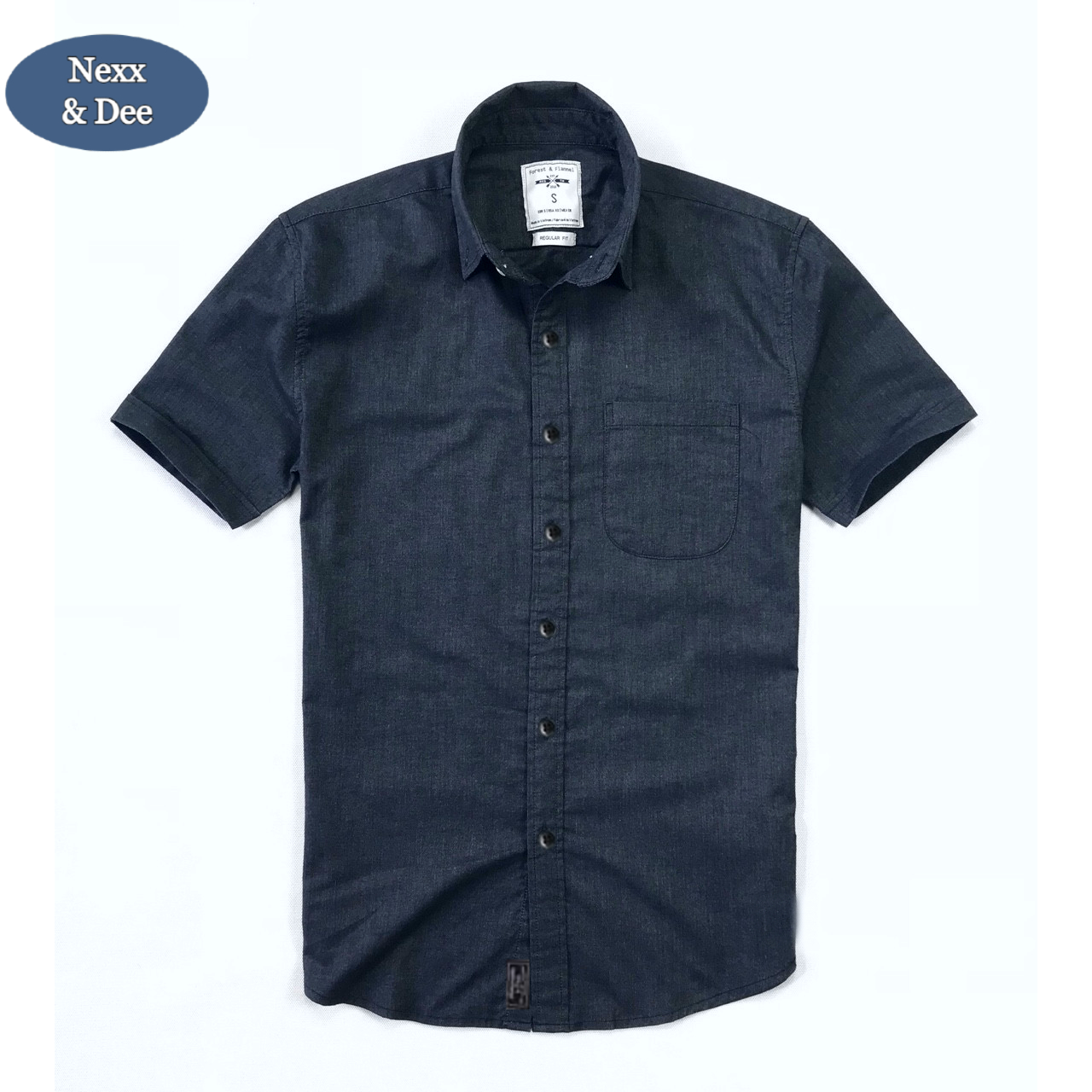 Áo sơ mi nam tay ngắn công sở Nexx &amp; Dee vải oxford denim cao cấp trắng ND05