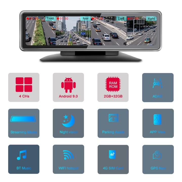 Camera hành trình 360 độ gắn gương và taplo ô tô cao cấp Phisung T88 - Ram: LPDDR4,2GB Rom: EMMC5.1,32GB - Android 9.0 - Hàng Chính Hãng