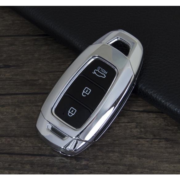 Ốp bọc khoá Smartkey Accent, Kona, Santafe Hyundai Kim Loại Metal cao cấp