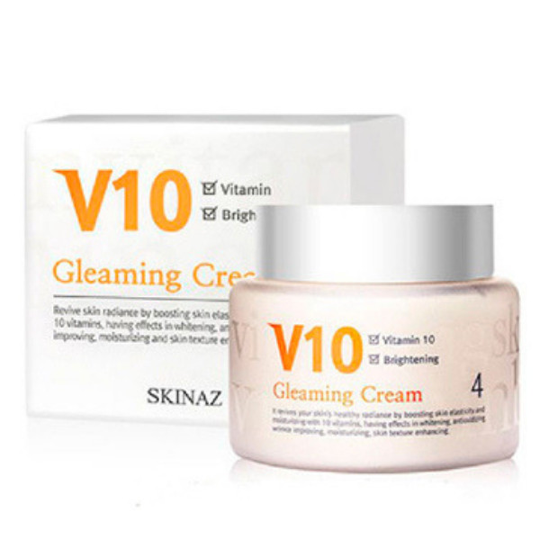 Kem Dưỡng Trắng Sáng Da Mặt Cao Cấp V10 Gleaming Cream Skinaz Hàn Quốc - Dưỡng Trắng, Làm Sáng Và Duy Trì Độ Ẩm Cho Làn Da