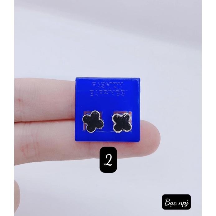 Bông Tai cỏ 4 lá, Hoa tai sơn đen ️ SIÊU HOT ️Bạc Ta - Bạc Npj