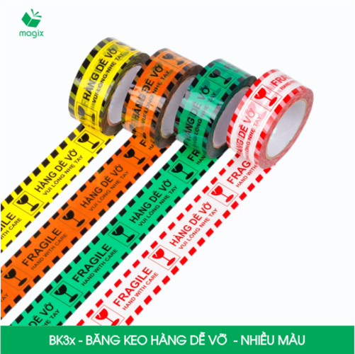 Combo 3 cuộn băng keo HÀNG DỄ VỠ 4.8 cm - Băng dính niêm phong đóng hàng - Nhiều màu