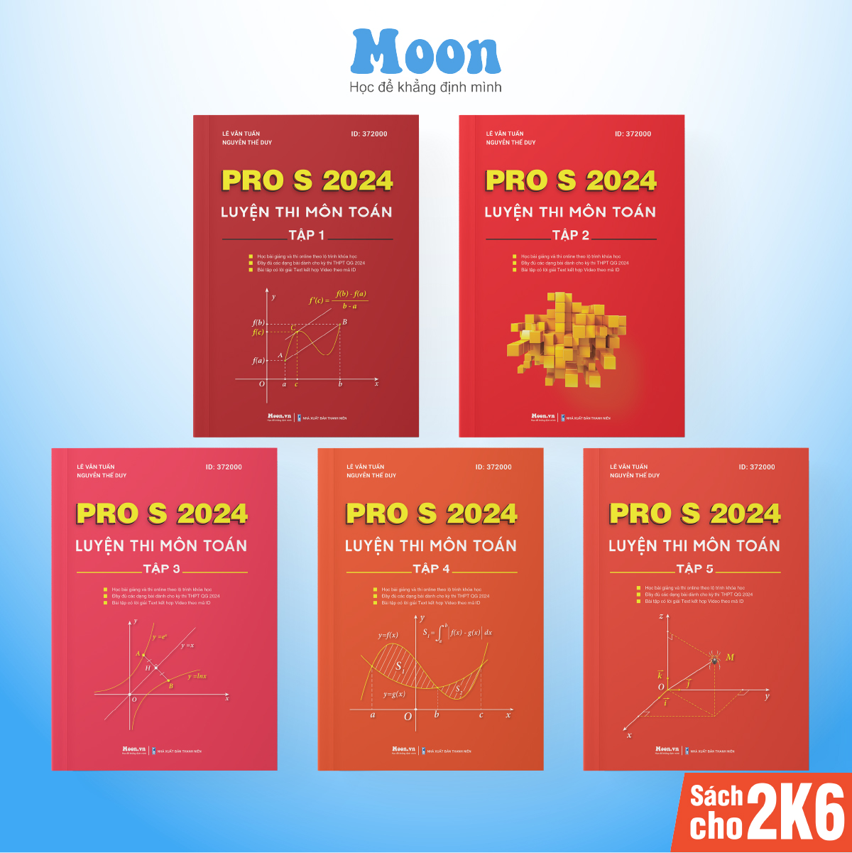 Bộ Sách ID MoonBook Luyện Thi Môn Toán PRO S Kèm Khóa Học Cả Năm 2023 - 2024