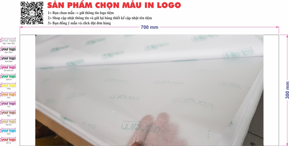 Giấy gói in logo chống ẩm 14g-Block 250-Chọn mẫu khổ 30x70cm