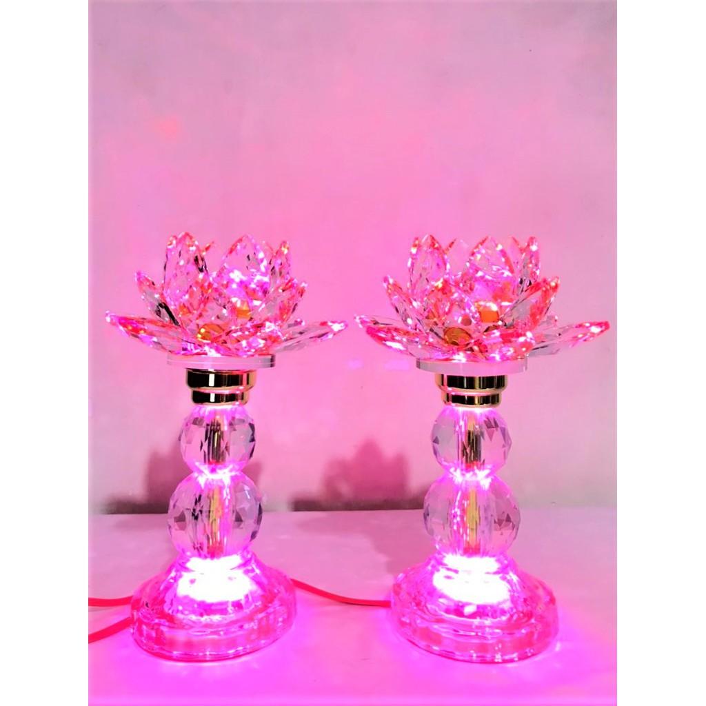 Đèn Pha Lê Hoa Sen Nhiều Màu cao 24cm