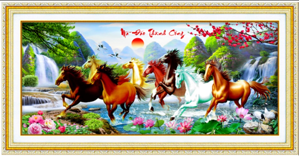 Tranh đính đá mã đáo thành công LV031 160 x 70 cm chưa đính