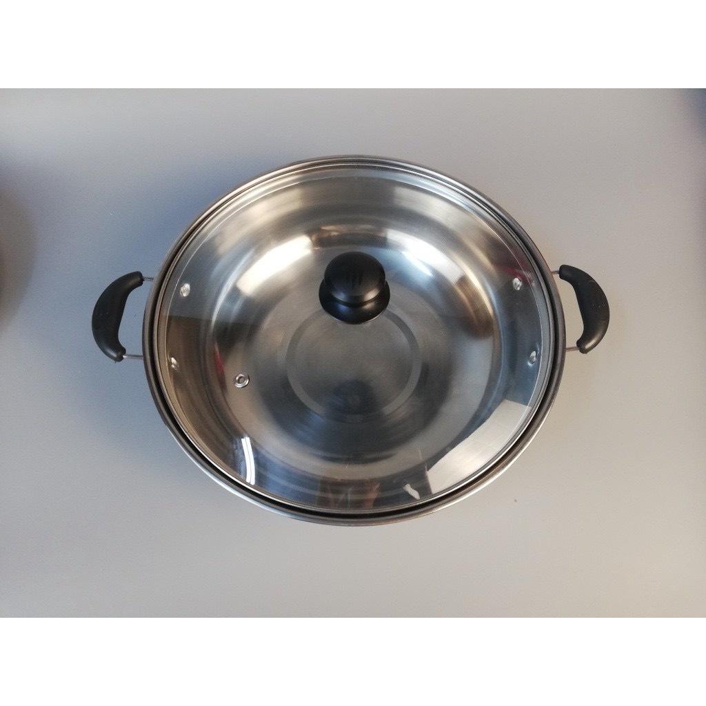 Nồi Lẩu inox 28cm NẮP KÍNH dùng cho mọi loại bếp