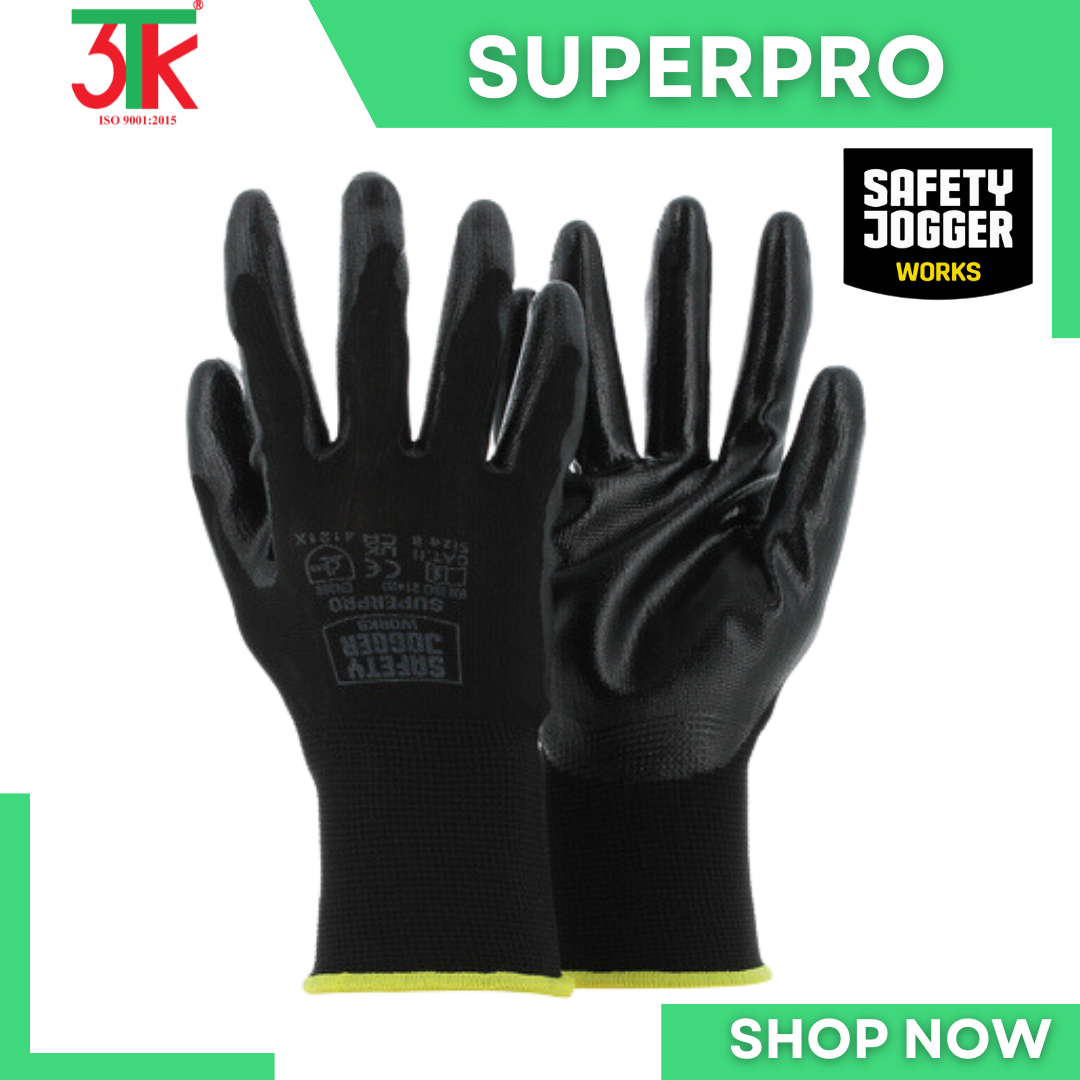 Găng tay chống dầu Safety Jogger SUPERPRO Đa năng, Phủ nitrile, Bao ôm tay thoáng khí, Chống trơn trượt, Cơ khí