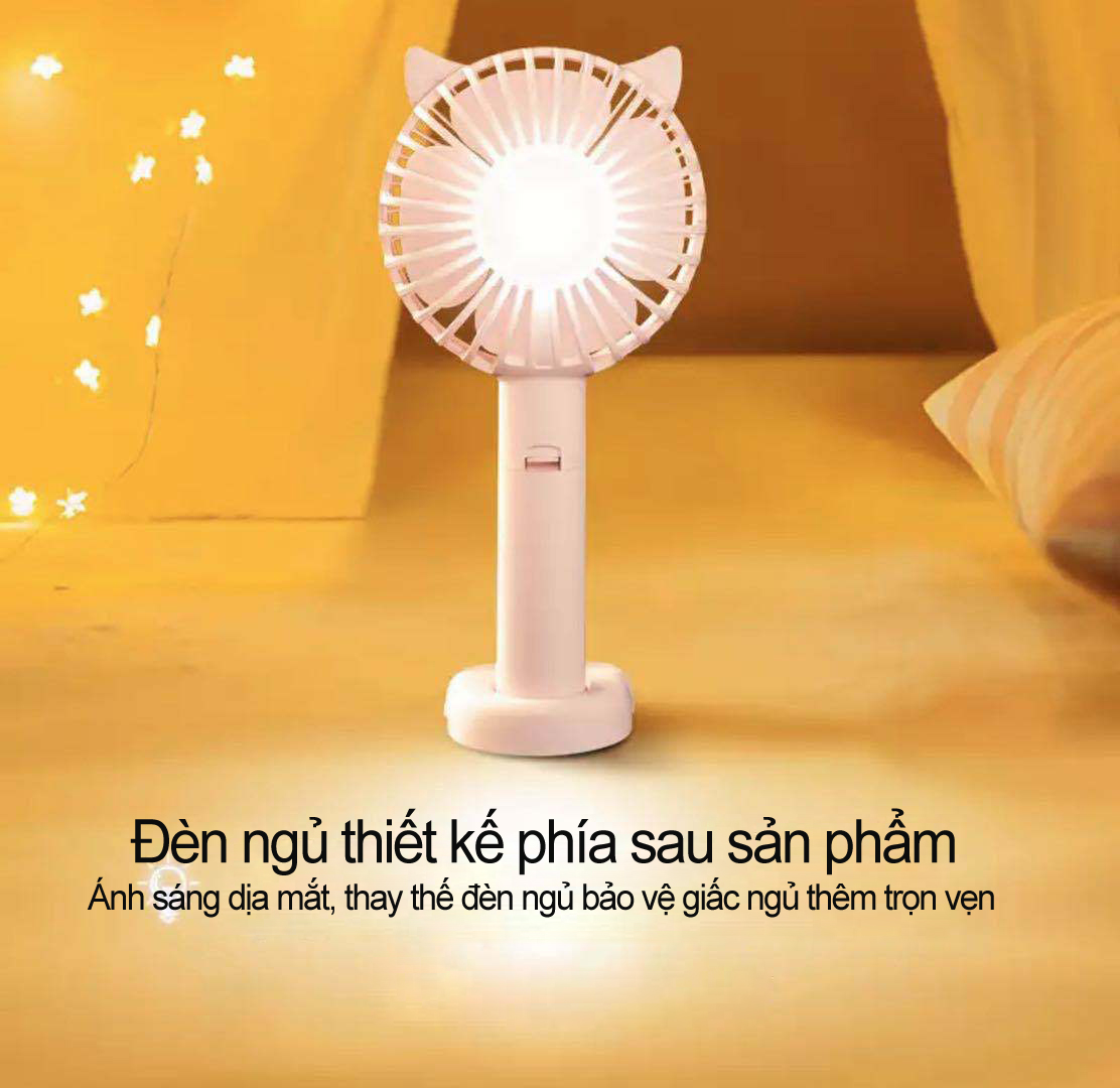 Quạt Tích Điện Cầm Tay Mini N10 - Tai Thỏ Xinh Xắn - Dễ Thương - Tiện Lợi, Mới lạ (Giao Màu Ngẫu Nhiên)