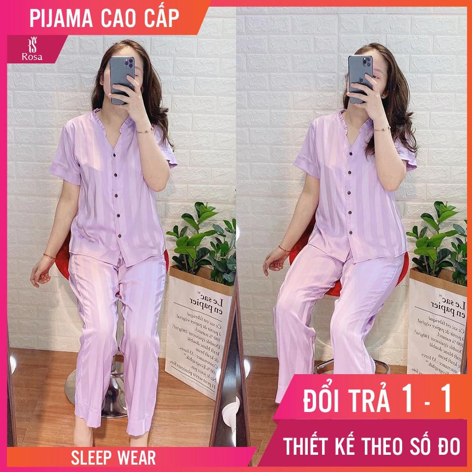 - Set Pijama Kẻ Tím Lửng Bèo Cao Cấp - Mã L209