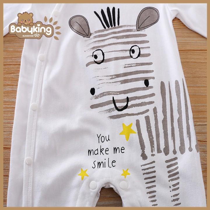 BodySuit,áo liền quần dễ thương dài tay kiểu ngựa vằn cho bé (3022), cotton 100%,thương hiệu Aiueo Nhật. Bản