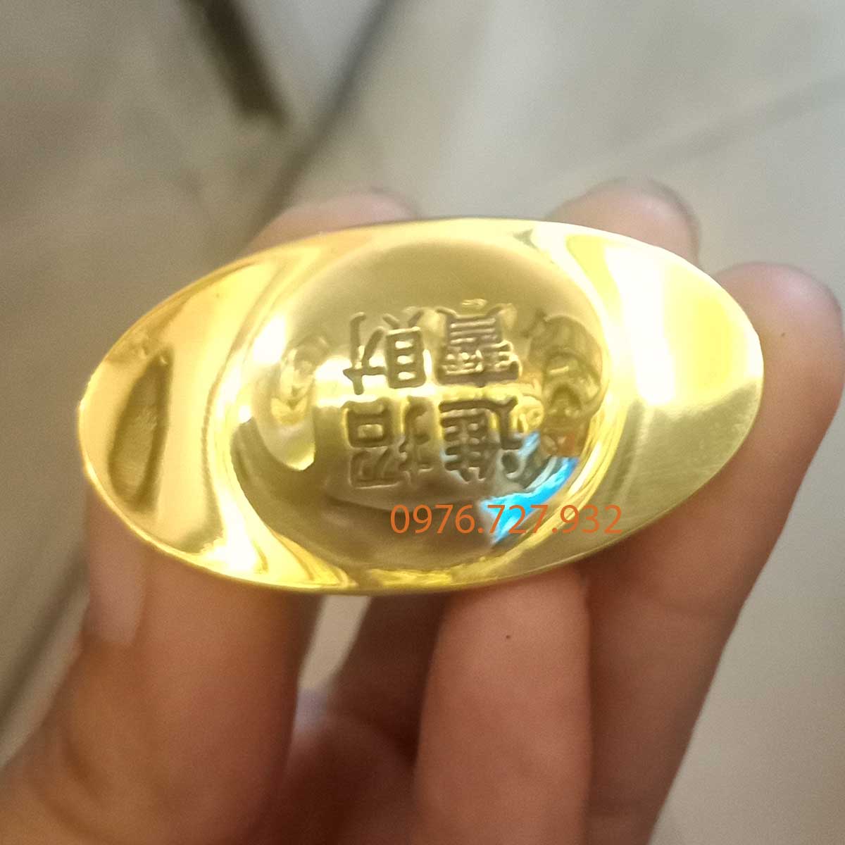 Thỏi vàng thần tài bằng đồng dài 4.5cm, thỏi vàng cầu tài lộc, vật phẩm phong thủy