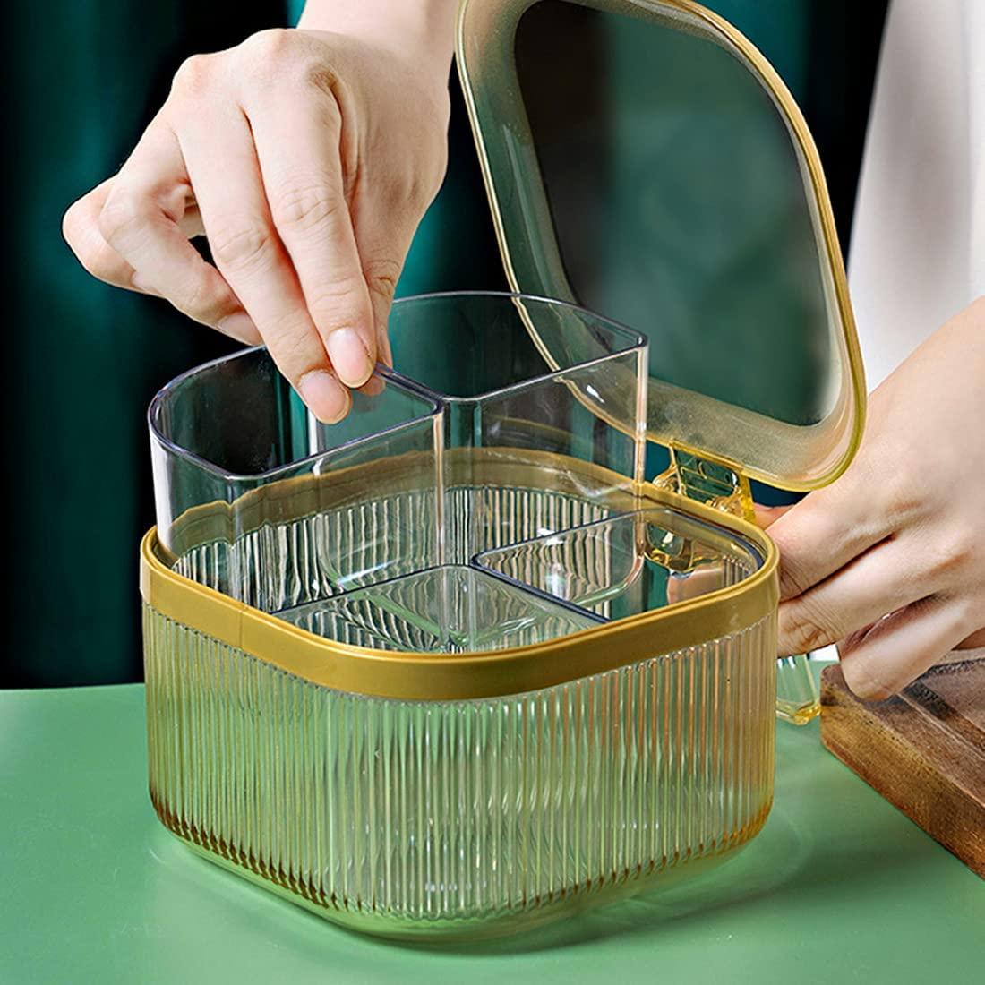 Hộp đựng gia vị 4 ngăn có nắp, Hộp đựng gia vị rõ ràng