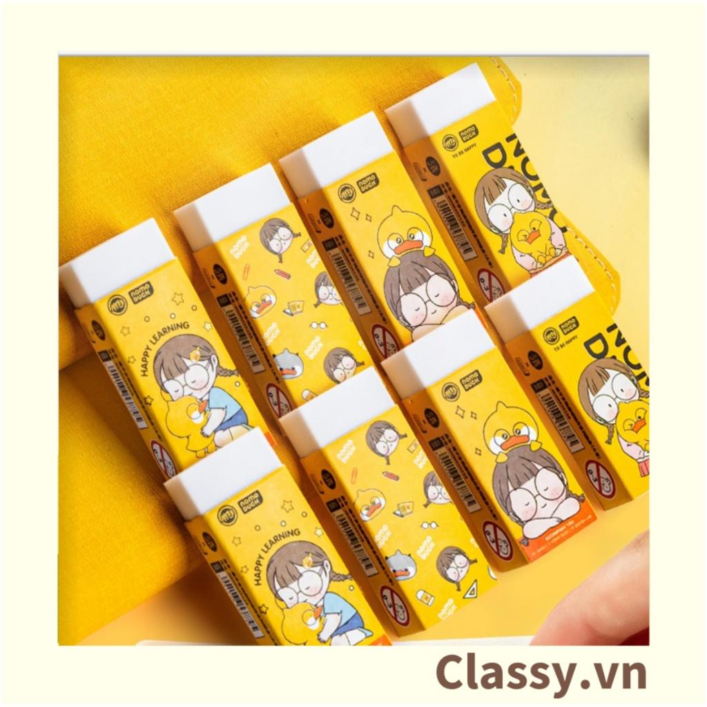 Gôm tẩy bút chì Classy hình chữ nhật, màu vàng họa tiết chibi dùng cho học sinh, sinh viên PK1329