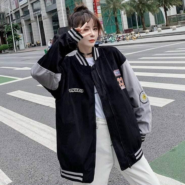 Áo Bomber Nhung Gân 33 Unisex NAm Nữ Couple Hot 2021 Form Rộng Ulzzang
