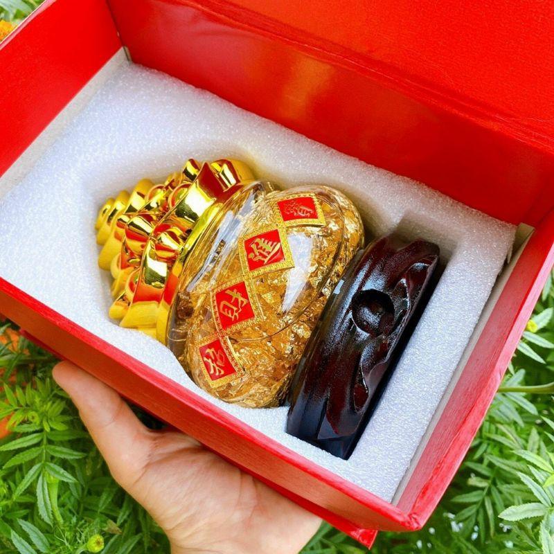 Bát Vàng 14k chiêu tài lộc kèm đế full hộp đẹp