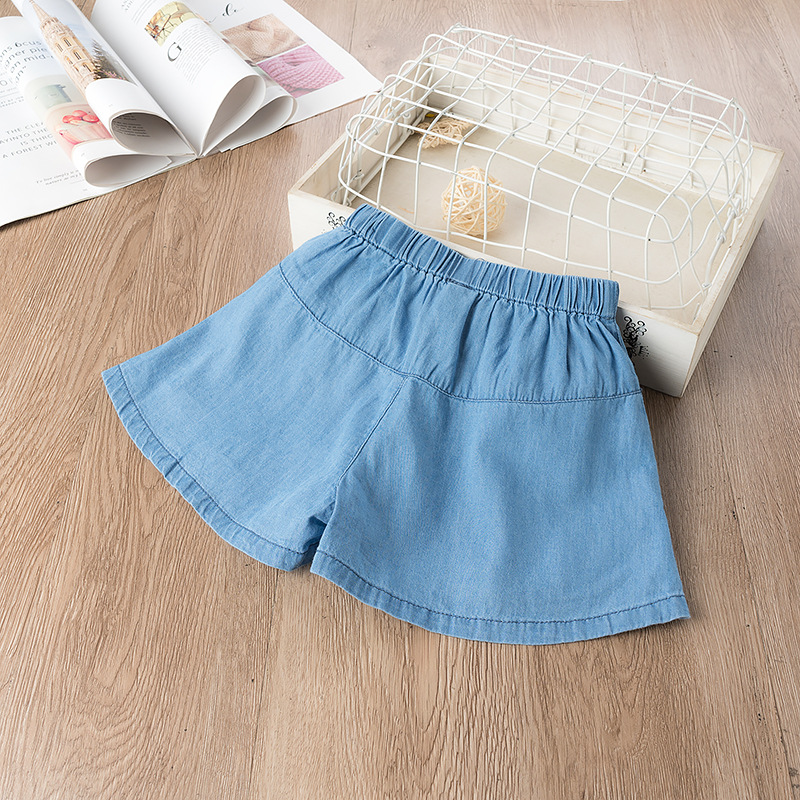 Quần short jean thêu hoa 2-10T