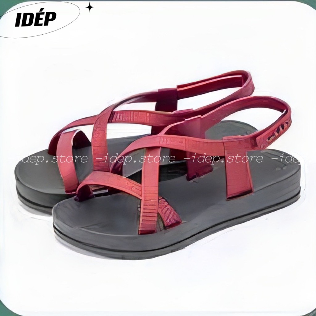 Giày sandal nữ quai ngang khuy cài đế cao su đi học đi biển đi mưa chống trơn siêu bền iDÉP- GL077