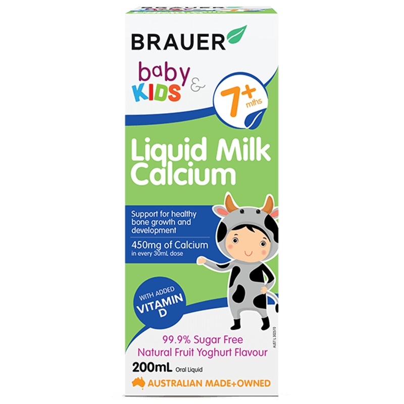 Calcium (canxi) hữu cơ, vitamin D3 cho trẻ sơ sinh, trẻ nhỏ Brauer Úc hỗ trợ phát triển chiều cao, cơ bắp, ngủ ngon, tăng hệ miễn dịch-OZ Slim Store