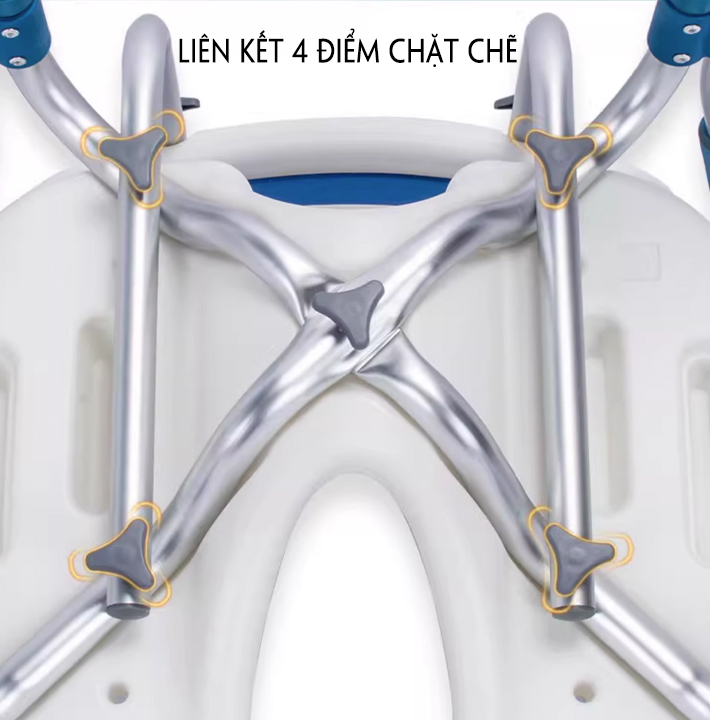 Ghế tắm cho người già có tay vịn tựa lưng điều chỉnh chiều cao, Ghế tắm cho người bệnh chân đế chống trượt KO197