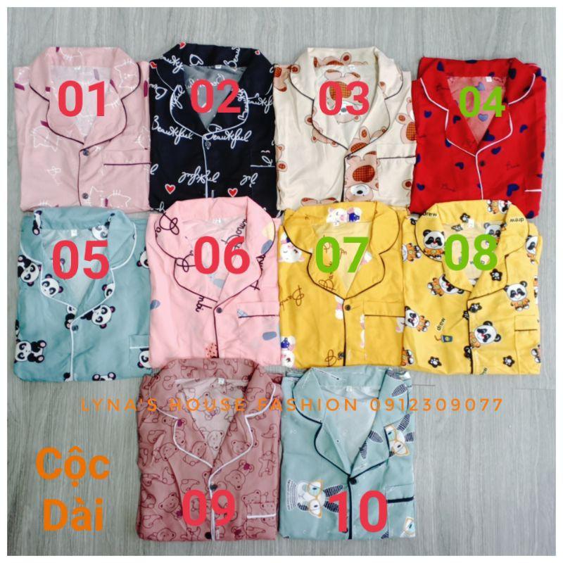 Bộ Ngủ Pijama Cộc Dài Chất Kate Thái Tay Ngắn Quần Dài