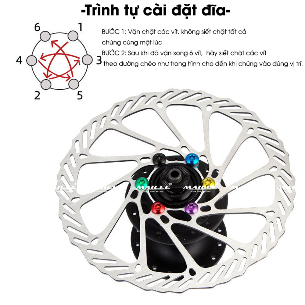 12 cái ốc vít đĩa phanh T-25 M5x10mm trang trí màu sắc (12 Cái/ bộ) bằng thép không gỉ dành cho xe đạp núi MTB phụ kiện xe đạp- Mai Lee