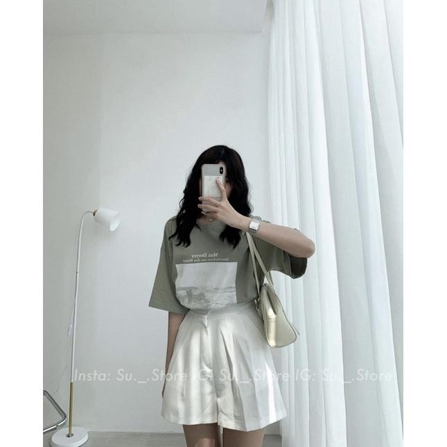 Quần short vải cạp chun ống xếp ly basic