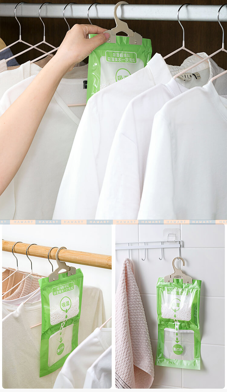 Túi Hút Ẩm Lớn Có Móc Treo Tủ Quần Áo 120g 2 Ngăn Chống Ẩm Mốc Hiệu Quả Tiện Lợi