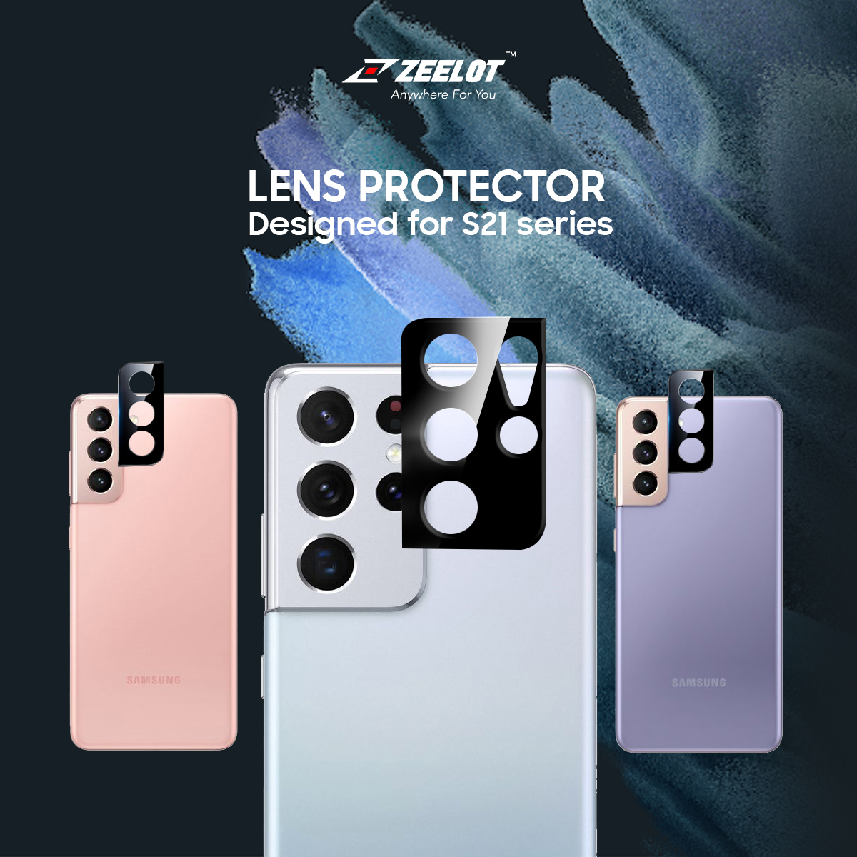 Miếng Dán Cường Lực ZEELOT Khung Thép Bảo Vệ Camera Cho Samsung S21 Ultra/ S21 Plus_ Hàng Chính Hãng