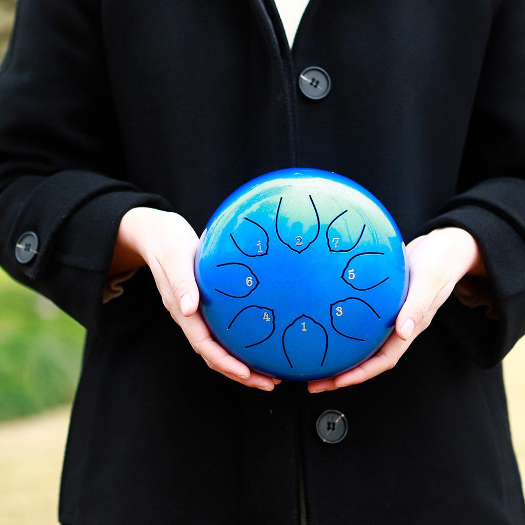 6inch Steel Tongue Drum 8 Notes Hand Pan Drum with Accessory Deep Brown