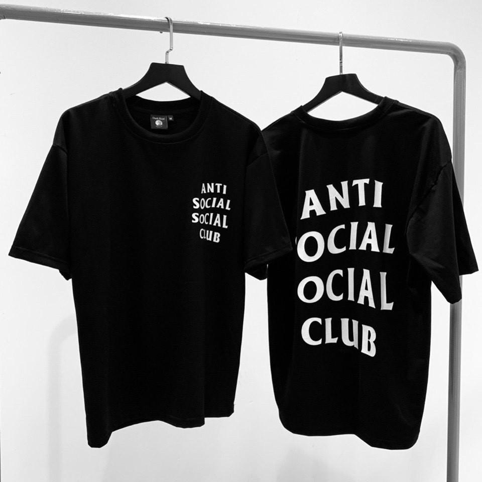 Áo thun Anti Social Social Club form rộng nam nữ unisex, màu đen, tay ngắn, tay lỡ FreeSize 