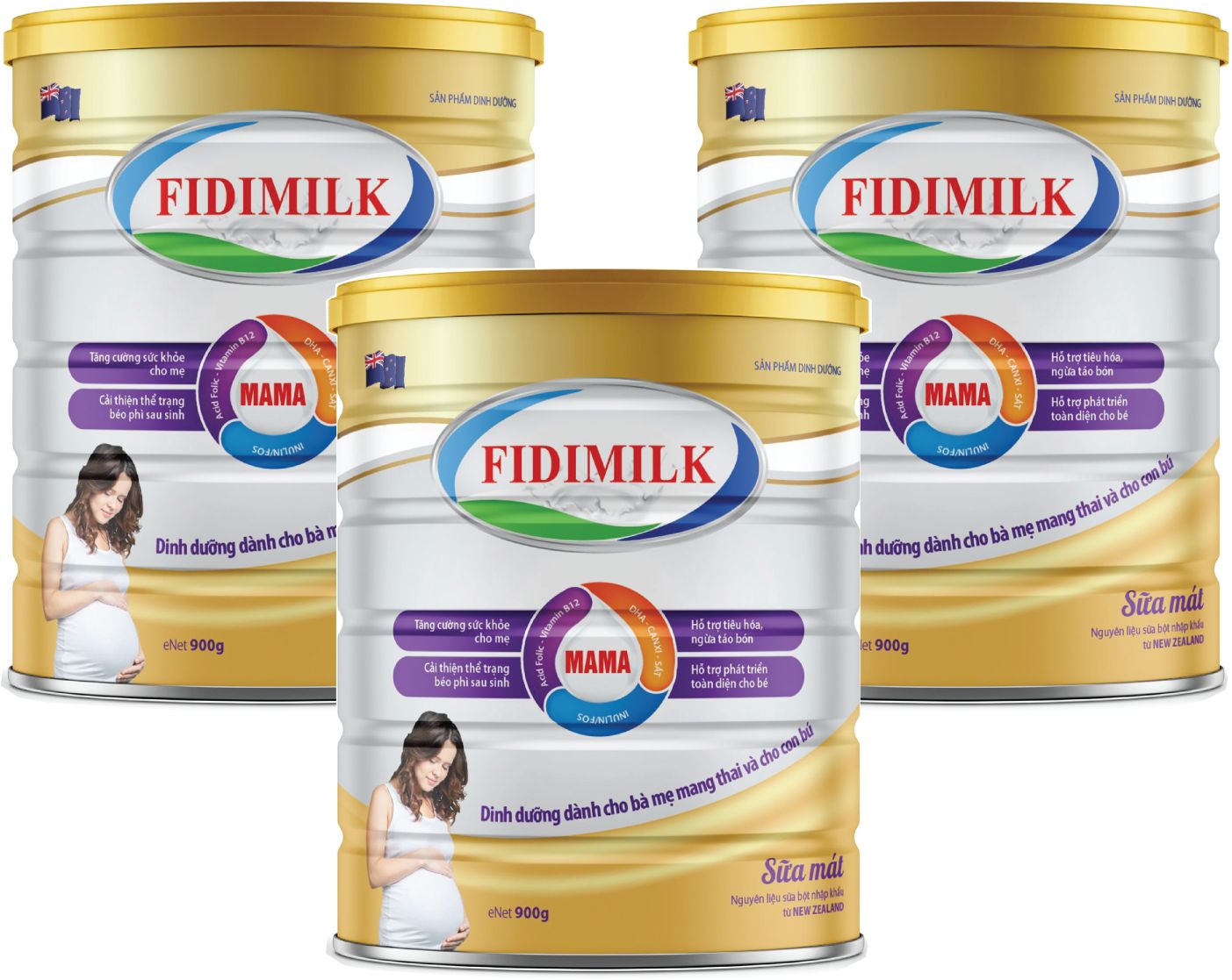 Combo 3 lon Sữa bột FIDIMILK MAMA lon 900g - Dành cho phụ nữ mang thai và cho con bú.