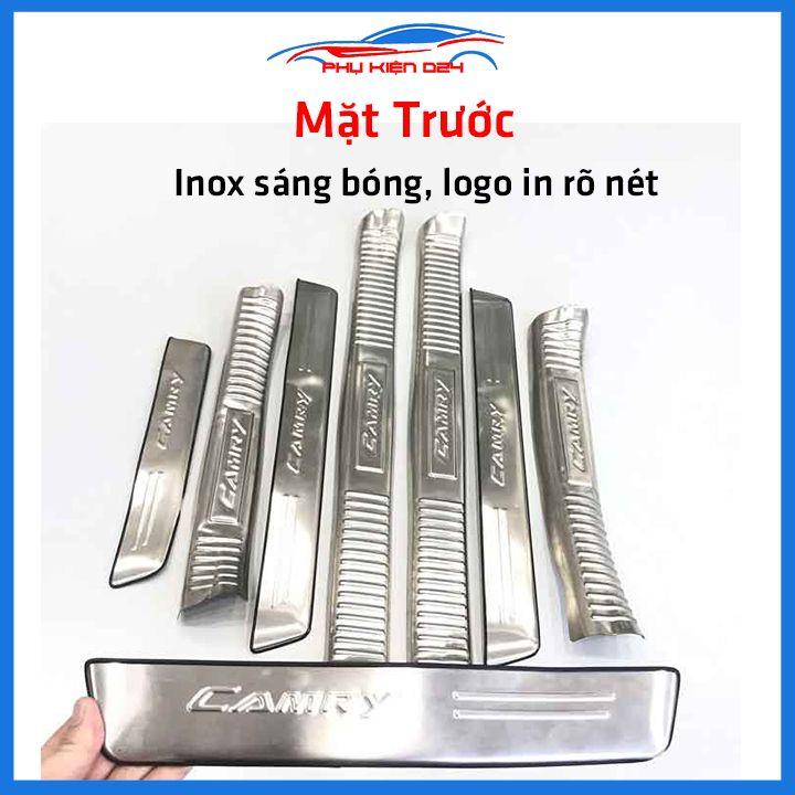 Bộ ốp bậc cửa trong ngoài Camry 2012-2013-2014-2015-2016-2017-2018 Inox chống trầy trang trí xe