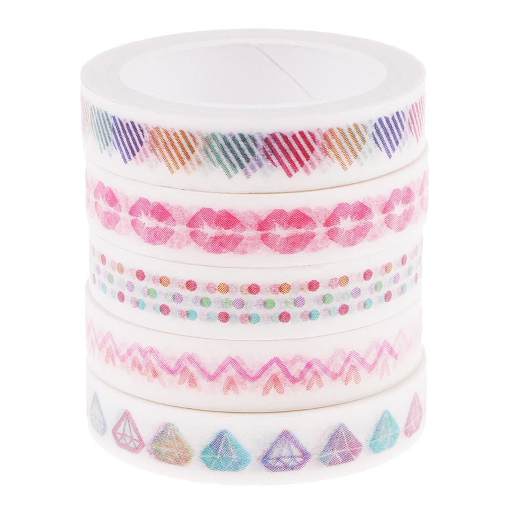 5pcs Washi Tape Paper Masking Adhesive Decorative Tape for Notebook Album