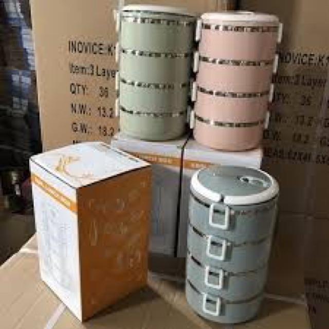 Cặp lồng 4 tầng đựng cơm cháo ruột i nốc bọc nhựa