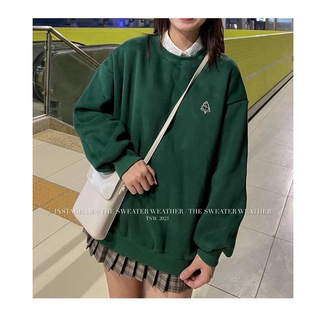 ÁO SWEATER NỈ BÔNG NOEL ÁO SWEATER THÊU CÂY THÔNG NOEL