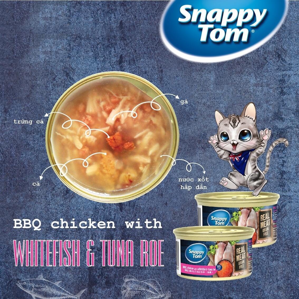 Pate Snappy Tom Premium 85g Cho Mèo Mọi Lứa Tuổi -Real Meat Grain Free Thùng 24 lon Mix Vị