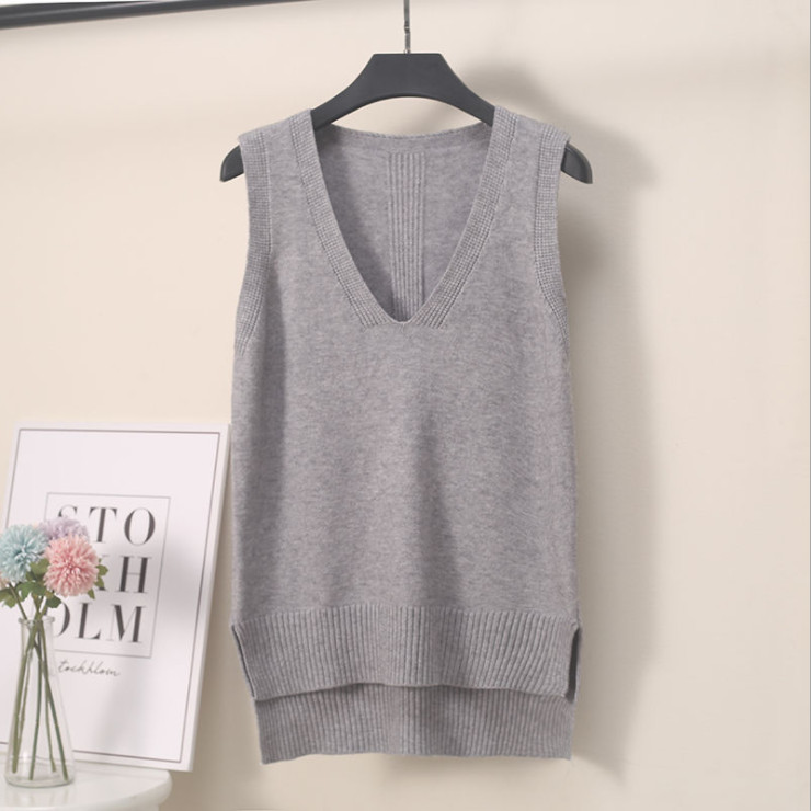 Áo Gile len cổ V viền xinh Đũi Việt GL08