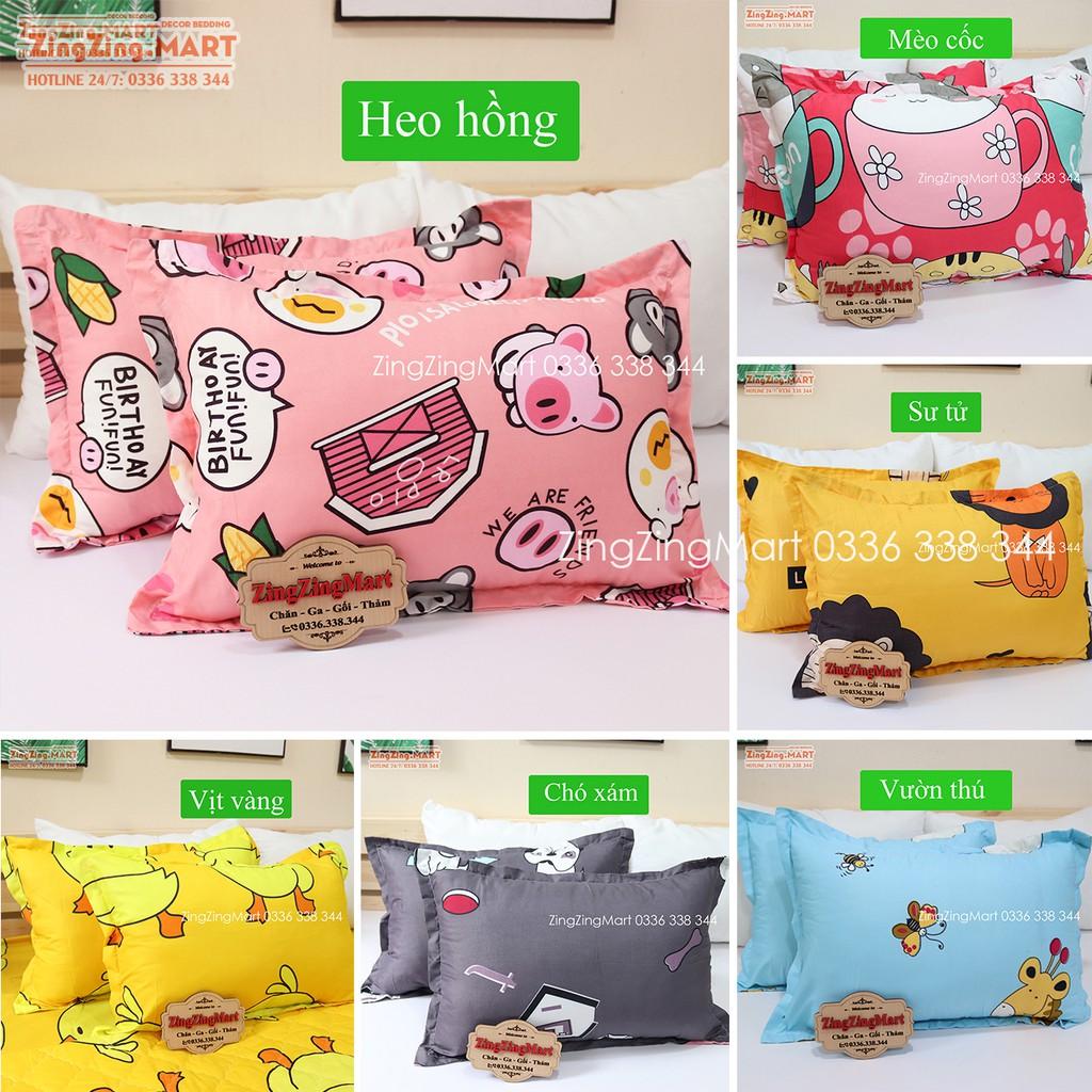 2 VỎ GỐI NẰM Poly Cotton mẫu Tuần lộc xanh lo bai xù (Chát Lựa thêm mẫu ạ)