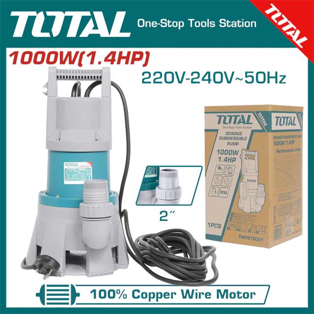 MÁY BƠM CHÌM NƯỚC THẢI BH 3 THÁNG 1000W TOTAL TWP810001 - HÀNG CHÍNH HÃNG