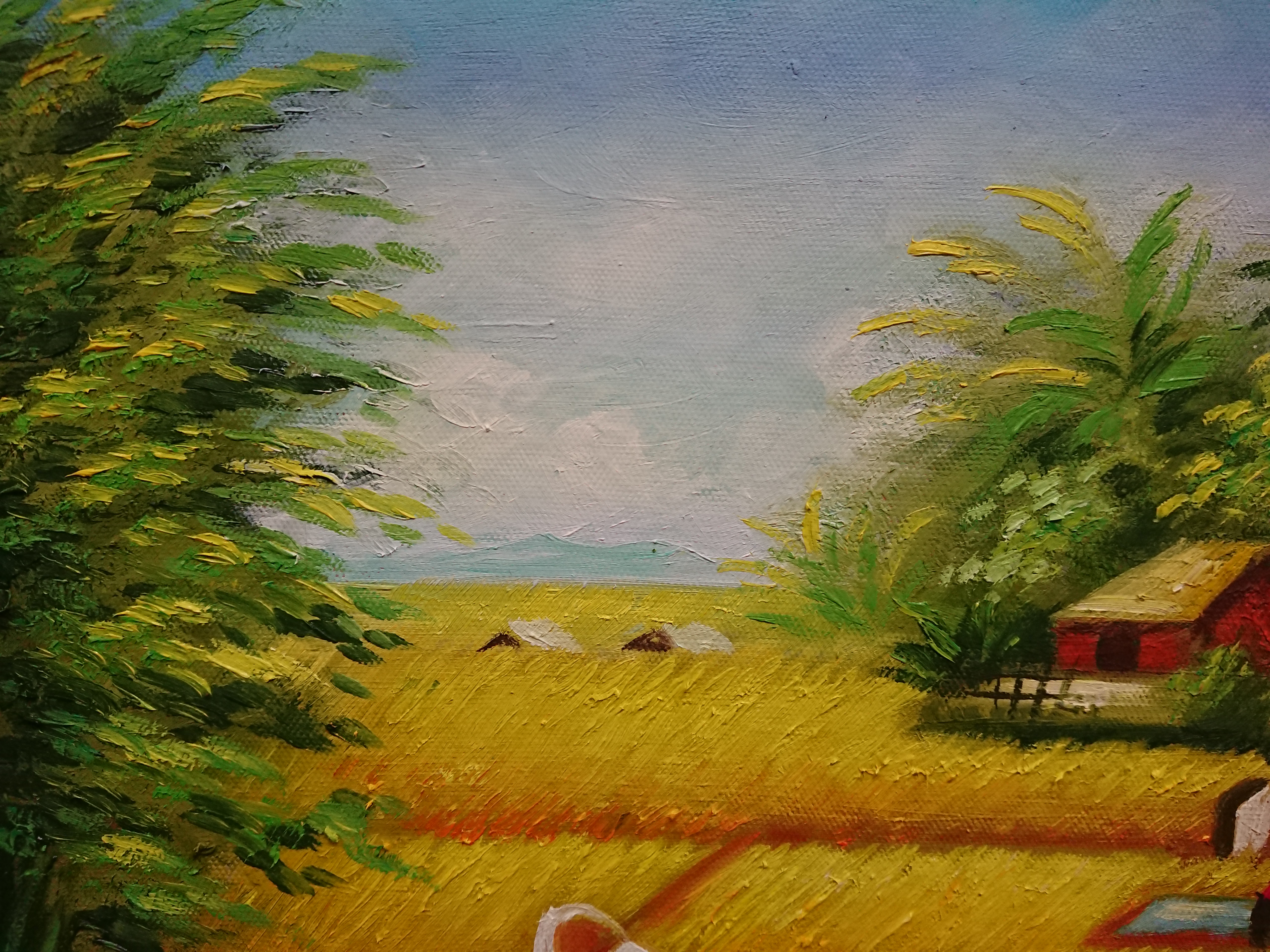 Tranh Tâm Sen - Hối Hả - Sơn Dầu Vẽ Tay 30 x 40cm