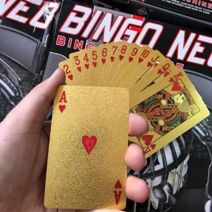 Bộ Bài Tây 52 lá mạ vàng 24k Mạ Vàng May Mắn Tài Lộc độc đáo cao cấp thiết kế chống cong vênh, không thấm nước